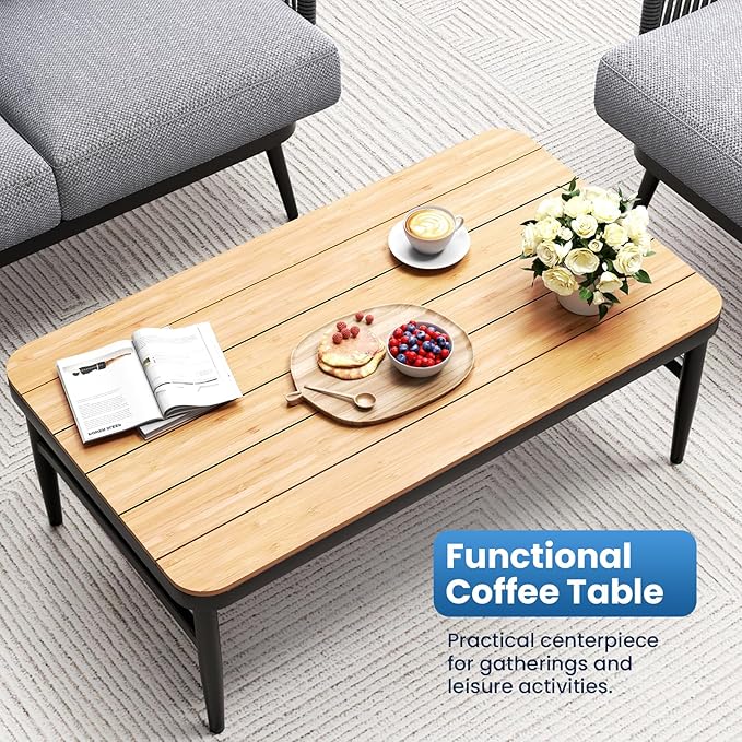5-Piece Outdoor Patio Furniture Set All Weather 4-Seat Sofa with Coffee Table & Waterproof Thick Cushion – Patio Conversation Sets for Lawn, Balcony, Porch, Muebles para Patios Exteriores