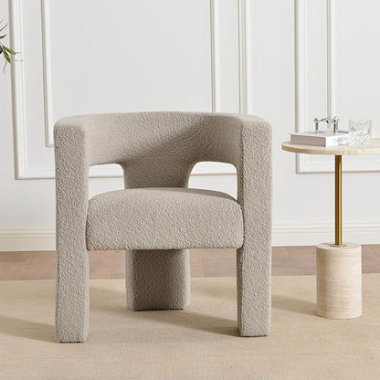KINWELL 28" W Modern Boucle Accent Chair, Mid Century Upholstered Square Armchair, No Assembly Single Sofa Side Chair for Living Room Lounge Bedroom (Oatmeal)