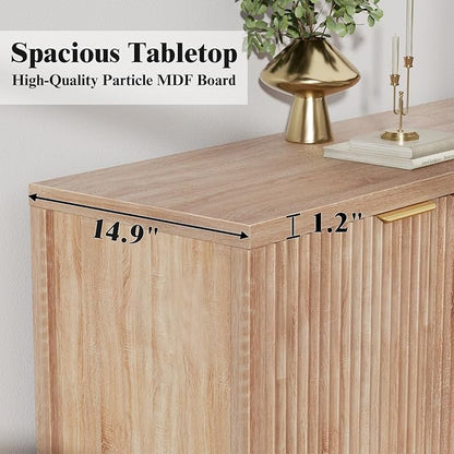 Sideboard Buffet Cabinet Set of 3, 31" Storage Cabinet with 2 Doors and Adjustable Shelves, Sideboard Console for Dinning Room, Kitchen and Living Room - Oak