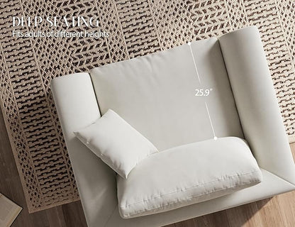 48.6" Single Sofa, Small Boneless Couches for Living Room, Cloud Couch for Bedroom, Office, Warm White