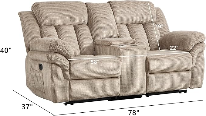 CANMOV Recliner Sofa Set, Manual Recliner Loveseat with Overstuffed Armrest for Living Room,Bedroom Furniture,Office,2 Seat Light Brown