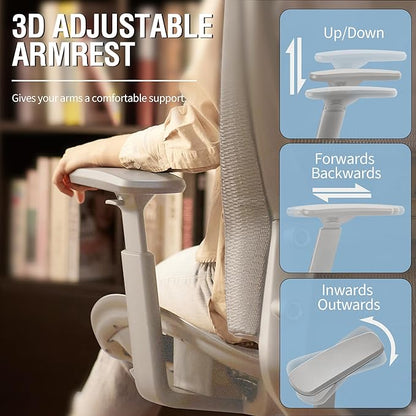 ELABEST T96 Mesh Office Chair,Ergonomic Computer Desk Chair,Sturdy Task Chair- Adjustable Lumbar Support & Armrests,Tilt Function,Comfort Wide Seat,Swivel Home Office Chair