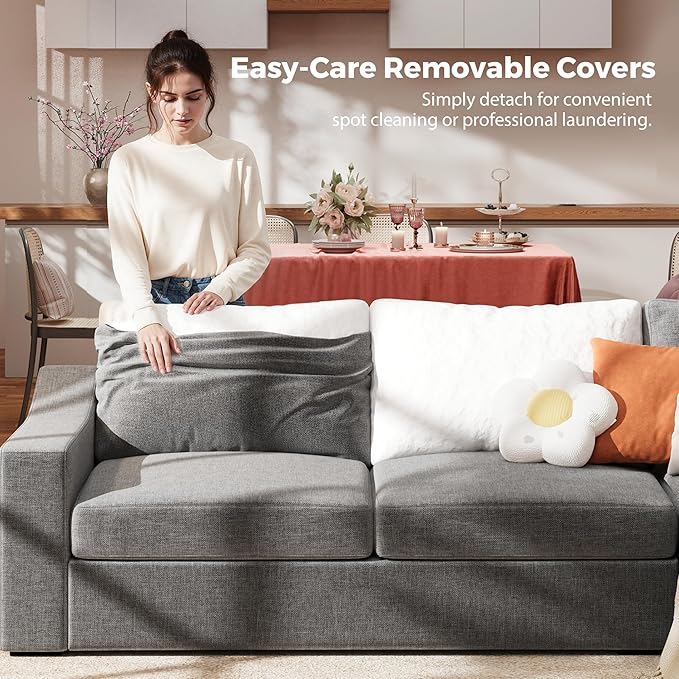 ABCASA Oversized 136" Modular Sectional Sofa, Deep Seat U Shaped Couches for Living Room, Breathable Linen Fabric Corner Couch, Easy to Assemble, Grey