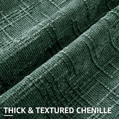 decorUhome Christmas Green Chenille Throw Pillow Covers 16x16 Set of 2 Thick Textured Slubby Couch Pillow Covers Farmhouse Accent Modern Neutral Decorative Pillow Cases for Bed Sofa Living Room