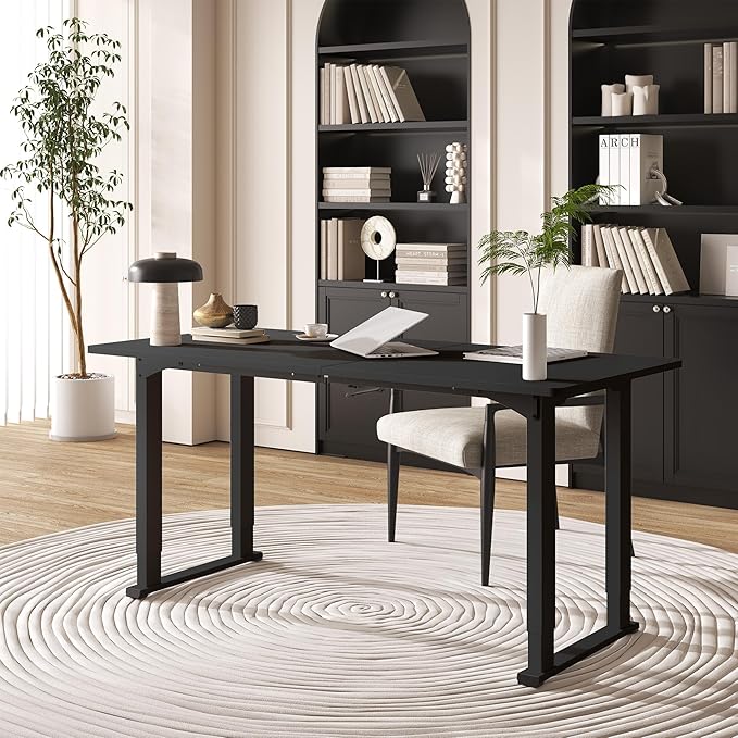 4 Legs Standing Desk, Large 79x31 Inches Electric Adjustable Height Desk with Splice Board, Stand Up Desks Home Office Computer Workstation, Black