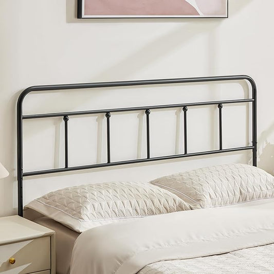 Metal Full Size Headboard, Sturdy and Durable Iron Headboard Adjustable Height from 34” to 44”, Victorian Vintage Full XL Bed Headboards, Farmhouse Head Board, Bed Frame Mount Black