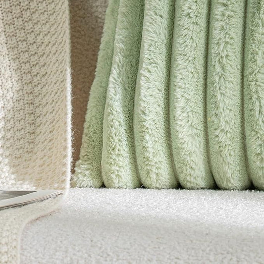 DEELAND Pack of 2,Double-Sided Faux Fur Plush Decorative Throw Pillow Covers Fuzzy Striped Soft Pillowcase Cushion Covers for Sofa Couch Bedroom Green 18x18 inch