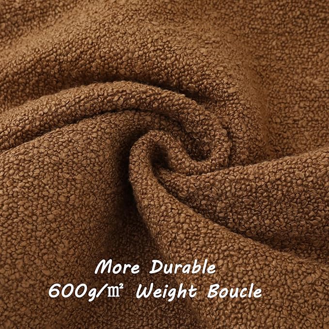 FUTEI Pack of 2 Tobacco Decorative Throw Pillow Covers 16x16 Inch Soft Cozy Solid Boucle Textured Cushion Case,Modern Home Decor for Couch Bed Living Room
