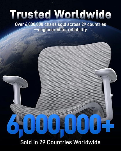 Ergonomic Office Desk Chair, Comfortable Computer Gaming Chair, Breathable Mesh Back & Seat, Adjustable Armrest, Lumbar Support, Butterfly Design for Home Office (Gray)