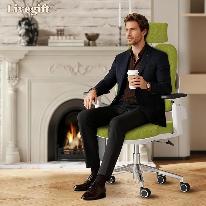 Ergonomic Office Chair Big and Tall Desk Chair, Dual-backrest Computer Chair with 3D Adjustable Arms and Lumbar Support, 500lbs Extra Wide Seat, for Home & Office Use,Green