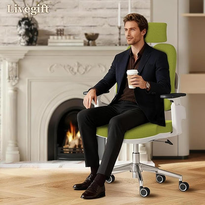 Ergonomic Office Chair Big and Tall Desk Chair, Dual-backrest Computer Chair with 3D Adjustable Arms and Lumbar Support, 500lbs Extra Wide Seat, for Home & Office Use,Green