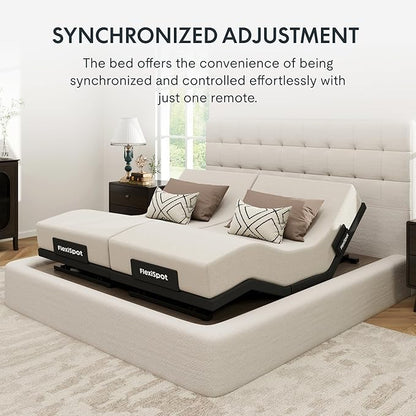 FLEXISPOT Adjustable Bed Frame Base Split King,Massage, Zero Clearance, Synchronized Adjustment,Whisper Quiet Durable Motor,Zero Gravity,Mattress Holders.