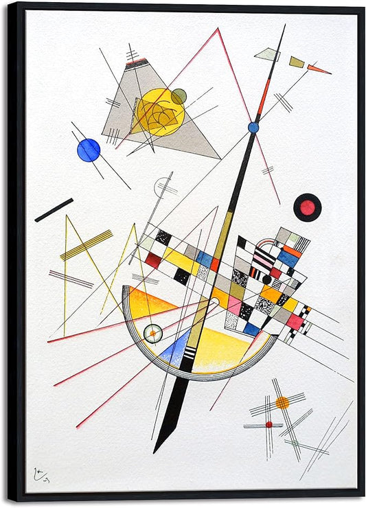 Wieco Art Framed Canvas Wall Art Delicate Tension #85, 1923 by Wassily Kandinsky Famous Classic Paintings Abstract Reproductions Canvas Wall Art for Home Office Decoration