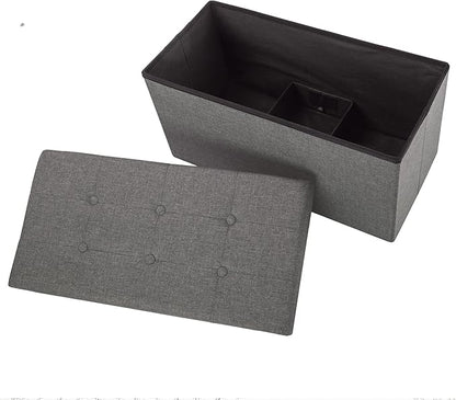 Storage Ottoman - 30-Inch Folding Tufted Footrest, Linen Chest, or Bench with Removable Bin for Living Room, Bedroom, or Dorm by Lavish Home (Gray)