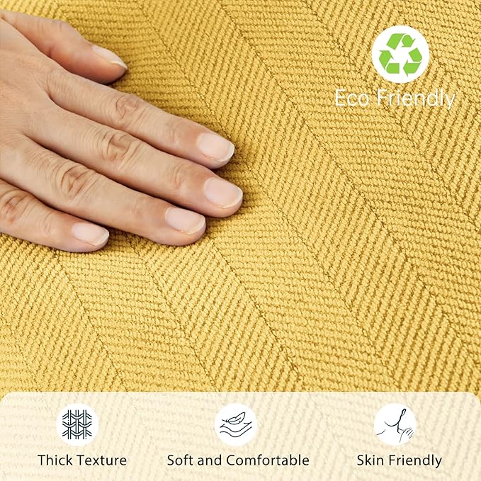 ZWJD Yellow Pillow Covers 18x18 Set of 2 Chenille Throw Pillow Covers with Elegant Design Soft and Luxurious Decorative Throw Pillows for Couch, Bed, and Home Decor