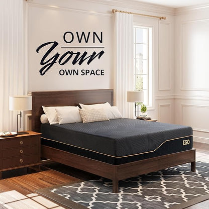 EGOHOME 14 inch Firm Full Mattress, Memory Foam Mattres with Cooling Cover, Bed in a Box, CertiPUR-US Certified, Breathable and Supportive, Made in USA, 54x75x14 Black
