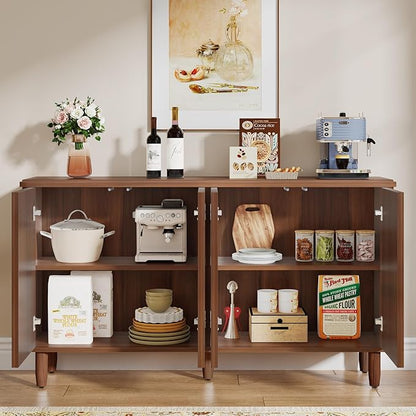 Tribesigns Buffet Cabinet Sideboard with Storage, Modern Storage Cabinet Sideboard Buffet Table with Doors for Living Room Kitchen Dining Room (Brown)