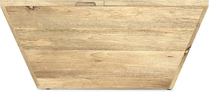 SIMPLIHOME Abba 36-inch Wide Solid Mango Modern Lift Top Square Coffee Table with Dual Lift Panels and 2 Storage Compartments in Natural for Living Room