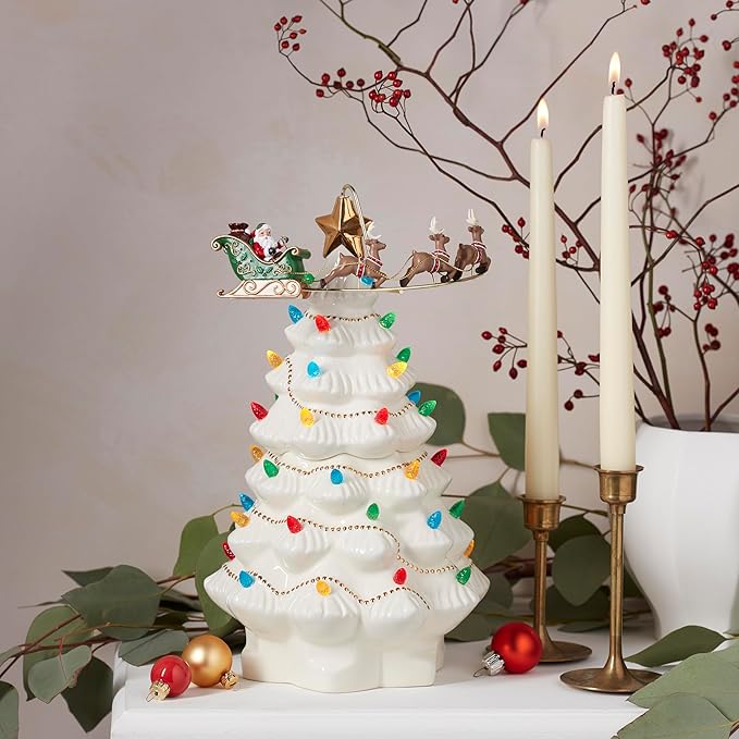 Lenox 894469 Treasured Traditions Tree with Flying Santa, Christmas & Holiday Decor