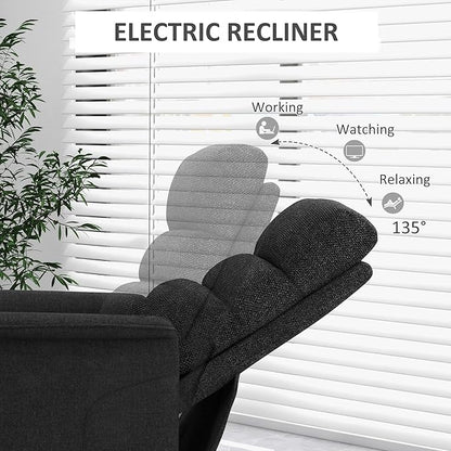 HOMCOM Power Lift Recliner Chair for Elderly, Easy Assembly, Fabric Lift Chair for Adults, Recliner Sofa with Remote Control, Side Pockets for Living Room, Black
