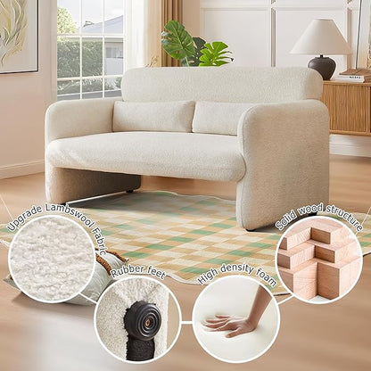 59" W Upgrade Lambswool Fabric Loveseat Sofa, Modern Love seat Couch, Solid and Easy to Install, Upholstered 2-Seater Couch for Bedroom, Apartment, Living Room