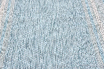 Unique Loom Outdoor Border Collection Area Rug - Soft Border (4' 1" x 6' 1" Rectangle, Aquamarine/ Ivory)