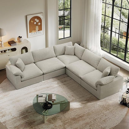 Cloud Modular Sectional Sofa,211.6" Down Filled Sofa 5 Seat with Chaise,Minimalist Sofa Cover Washable and Replaceable Couches for Living Room,Sectional Sofa Deep Seat 1