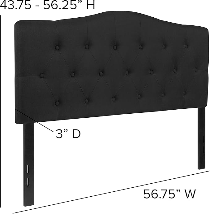 BizChair Tufted Upholstered Full Size Headboard in Black Fabric