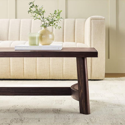 Walker Edison Colt Modern Farmhouse Solid Wood Rectangular Coffee Table, 48 Inch, Espresso