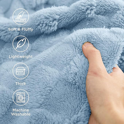 Bedsure GentleSoft King Size Blanket for Bed - Super Soft Cozy Blankets for Women Men Girls, Large Fuzzy Fleece Throw for Bedroom Decor, Light Blue,108x90 Inches