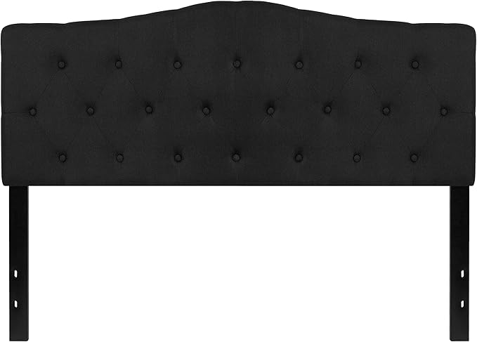 BizChair Tufted Upholstered Queen Size Headboard in Black Fabric