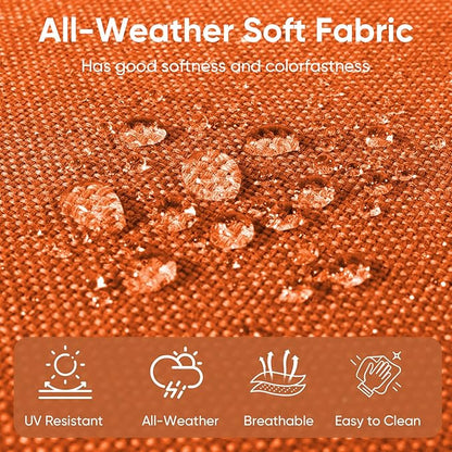 7-Piece Outdoor Patio Cushion Set - Fade & Water Resistant with Removable Olefin Cover, 22x24x4 Inch Memory Foam Cushions for Wicker Sectional Sof - Orange/Buckle