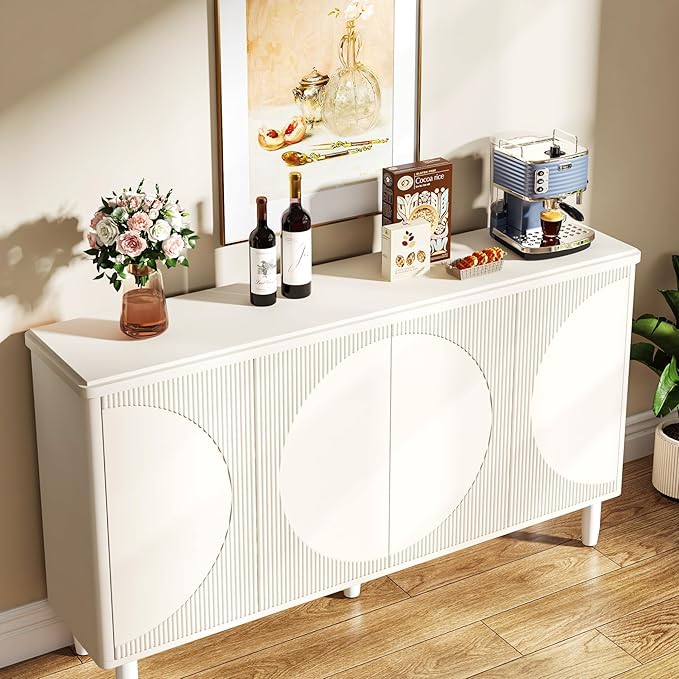 Tribesigns Buffet Cabinet Sideboard with Storage, Large Storage Cabinet Sideboard Buffet Table with Doors for Living Room Kitchen Dining Room (White)