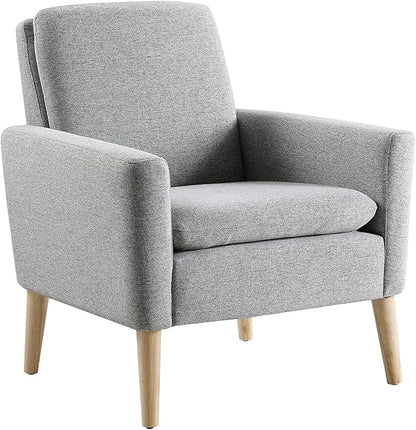 Lohoms Accent Chair Set of 2 Living Room, Fabric Upholstered Comfy Reading Chair, Mid Century Modern Armchair for Bedroom, Home Office, Padded Seat Sofa Chairs with Wood Legs, Grey