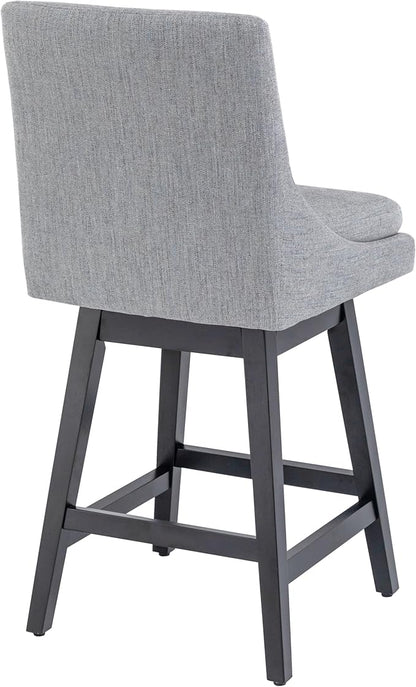 Bar Stools Set of 4, 26 Inch Upholstered Barstools with 14.2" High Back and Footrest, Swivel Counter Height Barstools for Kitchen Island Home Bar Performance Fabric Gray