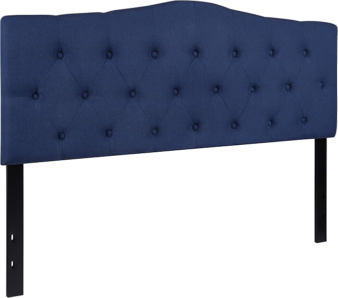 BizChair Tufted Upholstered Queen Size Headboard in Navy Fabric