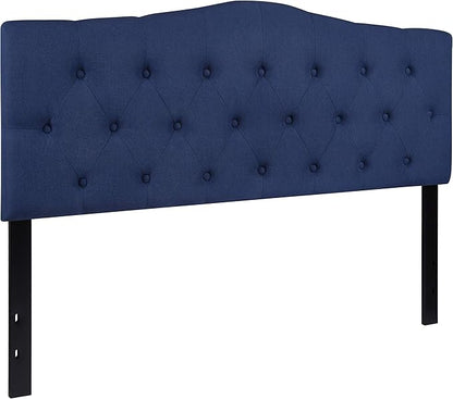 BizChair Tufted Upholstered Queen Size Headboard in Navy Fabric