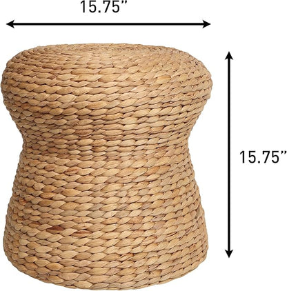 JONATHAN Y TBL2502A Alberto 18.5" Modern Bohemian Hand-Woven Hyacinth Mushroom Ottoman for Living Room, Bedroom, Entryway, Foyer, Natural Seagrass Foot Stool, Handwoven Footrest, Natural