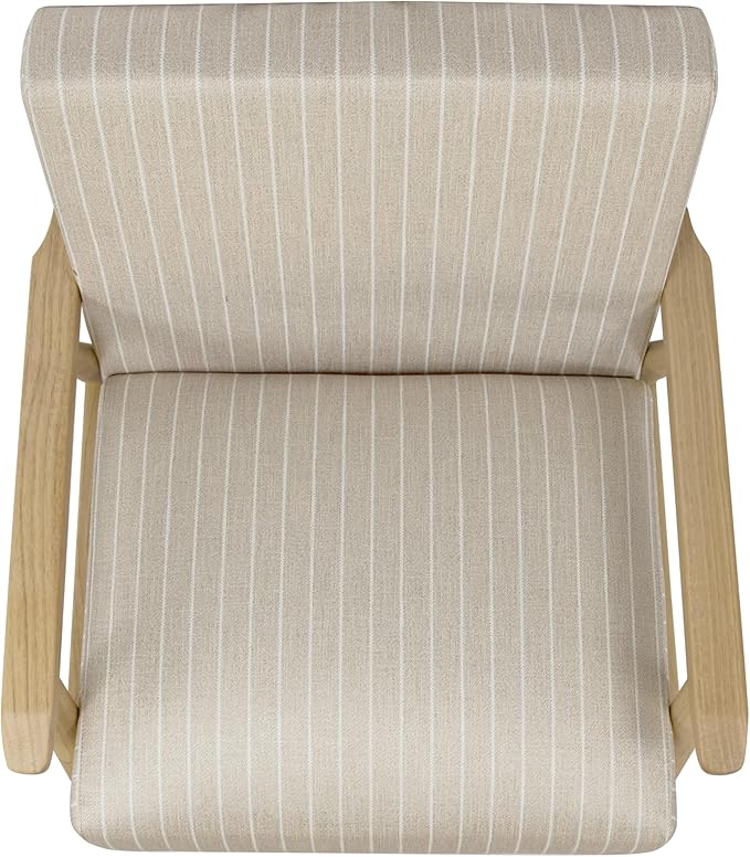 Mid-Century Modern Accent Chair, Natural Wood Frame (Beige Sripe)