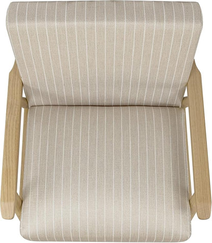 Mid-Century Modern Accent Chair, Natural Wood Frame (Beige Sripe)