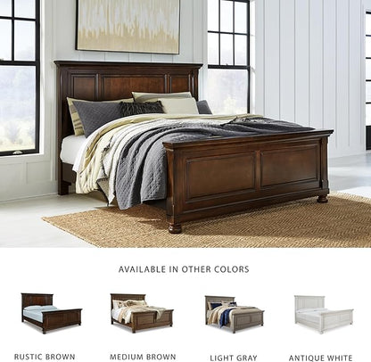 Signature Design by Ashley Porter Traditional King Panel Bed, Foundation or Box Spring Needed, Dark Brown