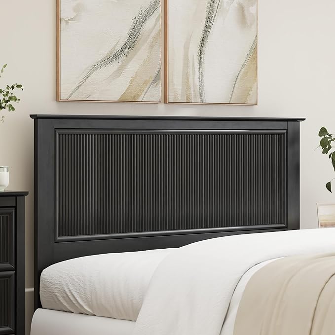Bush Home 65-inch Full/Queen Headboard with 2 Nightstands, Bedroom Furniture, Camille Collection, Onyx Birch