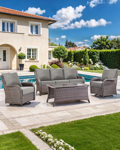 Luxury 22x24/22x25 6-Inch Outdoor Deep Seat Cushions Set of 6 - Comfortable Patio Zipper Chair Cushion for Outside Wicker Dining Rocking Swivel Chairs Loveseat Couch Sectional Sofa - Grey