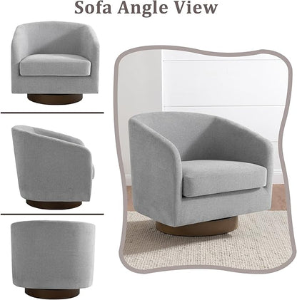 Lumibee Swivel Accent Chairs Set of 2, Chenille Fabric Swivel Barrel Chairs for Living Room, Modern Comfy Upholstered Round Armchairs Single Sofa Chairs for Bedroom, Club-Light Gray