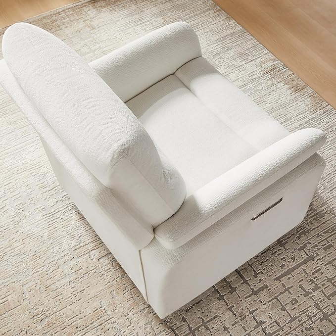 VANOMi Power Recliner Chair Swivel Glider, Electric Rocking Recliner Chairs with USB and Type-C Ports, Nursery Chair Recliner for Living Room, Bedroom, Apartment（White）