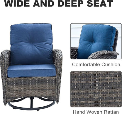 HUMMUH 9-Piece Outdoor Patio Furniture PE Wicker Patio Conversation Set,High Back Patio Couch with Ottomans Coffee Tables Outdoor Chairs for Backyard,Porch,Deck
