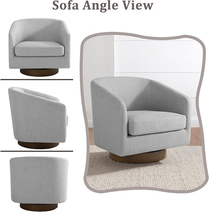 Lumibee Swivel Accent Chair, Chenille Fabric Swivel Barrel Chair for Living Room, Modern Comfy Upholstered Round Armchair Single Sofa Chair for Bedroom, Club-Cool Gray