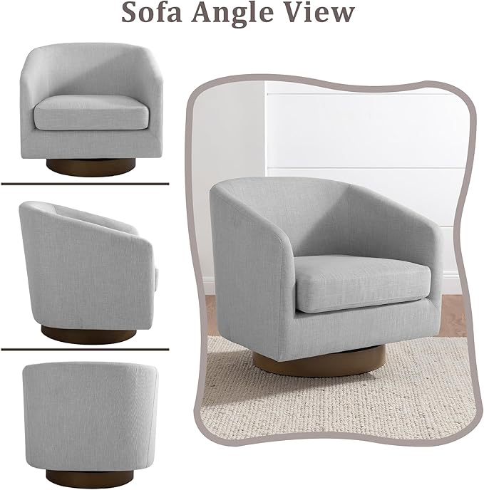 Lumibee Swivel Accent Chairs Set of 2, Chenille Fabric Swivel Barrel Chairs for Living Room, Modern Comfy Upholstered Round Armchairs Single Sofa Chairs for Bedroom, Club-Cool Gray