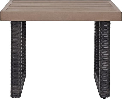 Crosley Furniture Beaufort Beaufort All Weather Rattan Wicker Outdoor Side Table for Patio, Deck, Porch, Brown