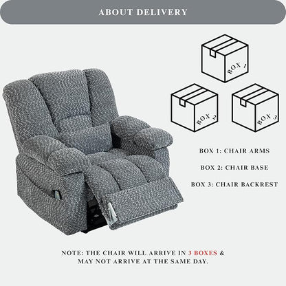 Big Man 500 lbs Power Lift Recliner for Big & Tall Elderly Adults 28 Inch Wide Seat, Lay Flat Lift Recliner Chair with Extended Footrest, Heat Massage, USB Type-C, Flip Arm Storage & Cup Holders
